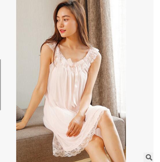 2022 New Sleeveless Women’s Nightgown Sexy Sleepwear Cotton Night Dress White Princess Nightgown Sleepwear Plus Size S-XL E1234 alx