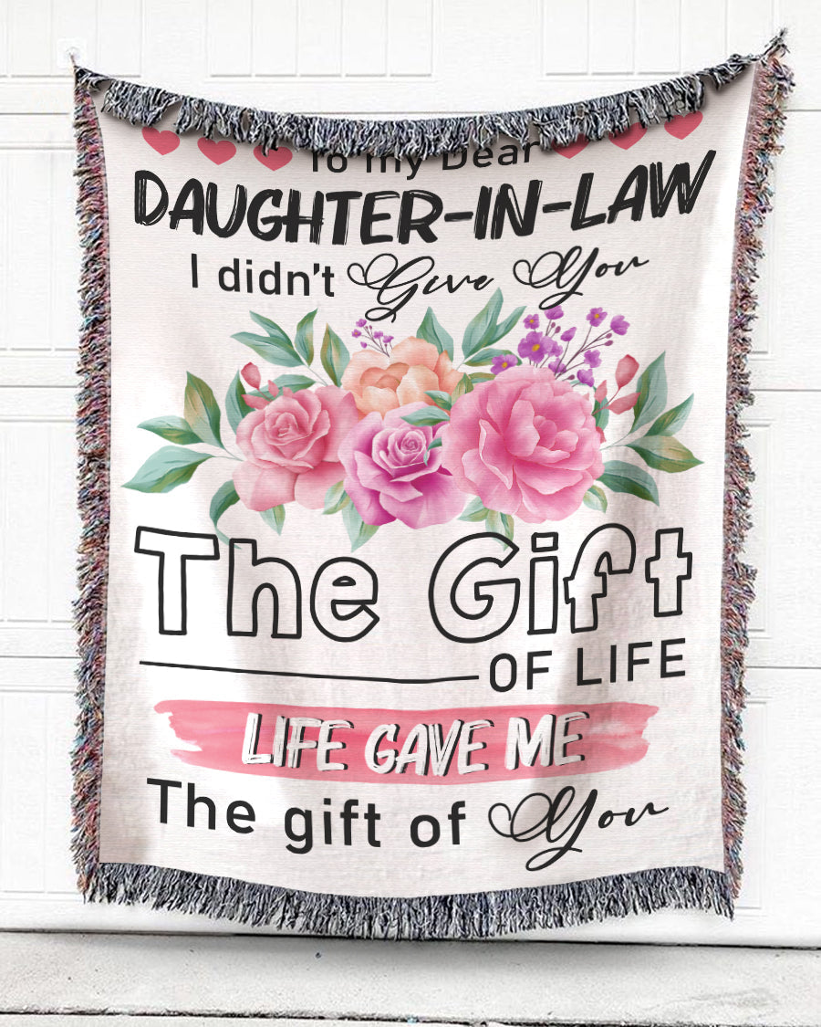 Woven Throw For Daughter In Law Christmas Gift, The Gift Of You, Cotton Blanket