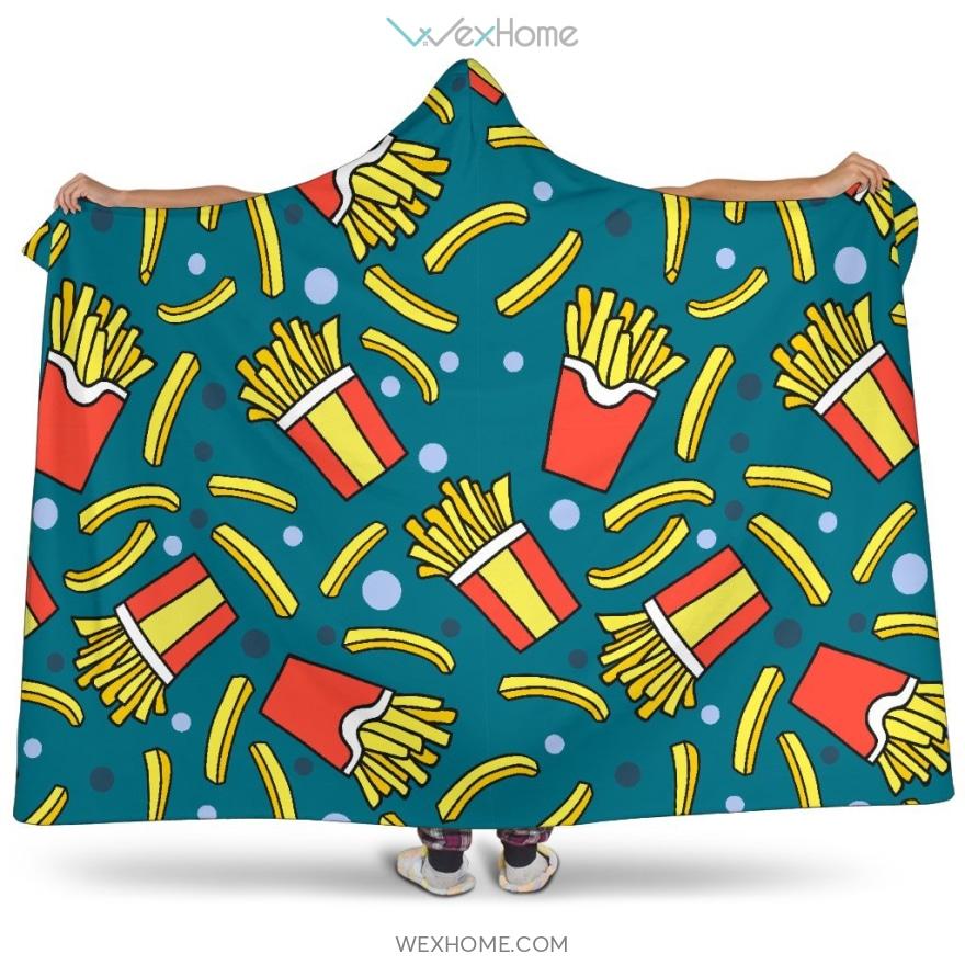 French Fries Red Paper Box Pattern Hooded Blanket