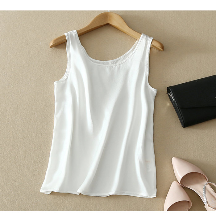 100% Pure Silk Summer tank top Fashion Women Blouse Sleeveless Soft Plain Vest Basic T shirts Great Quality Casual Camisole alx