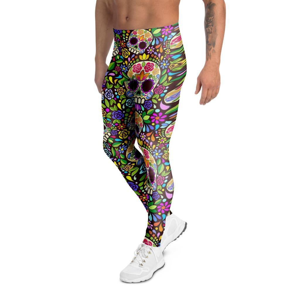 Sugar Skull Mexican Floral Men’S Leggings