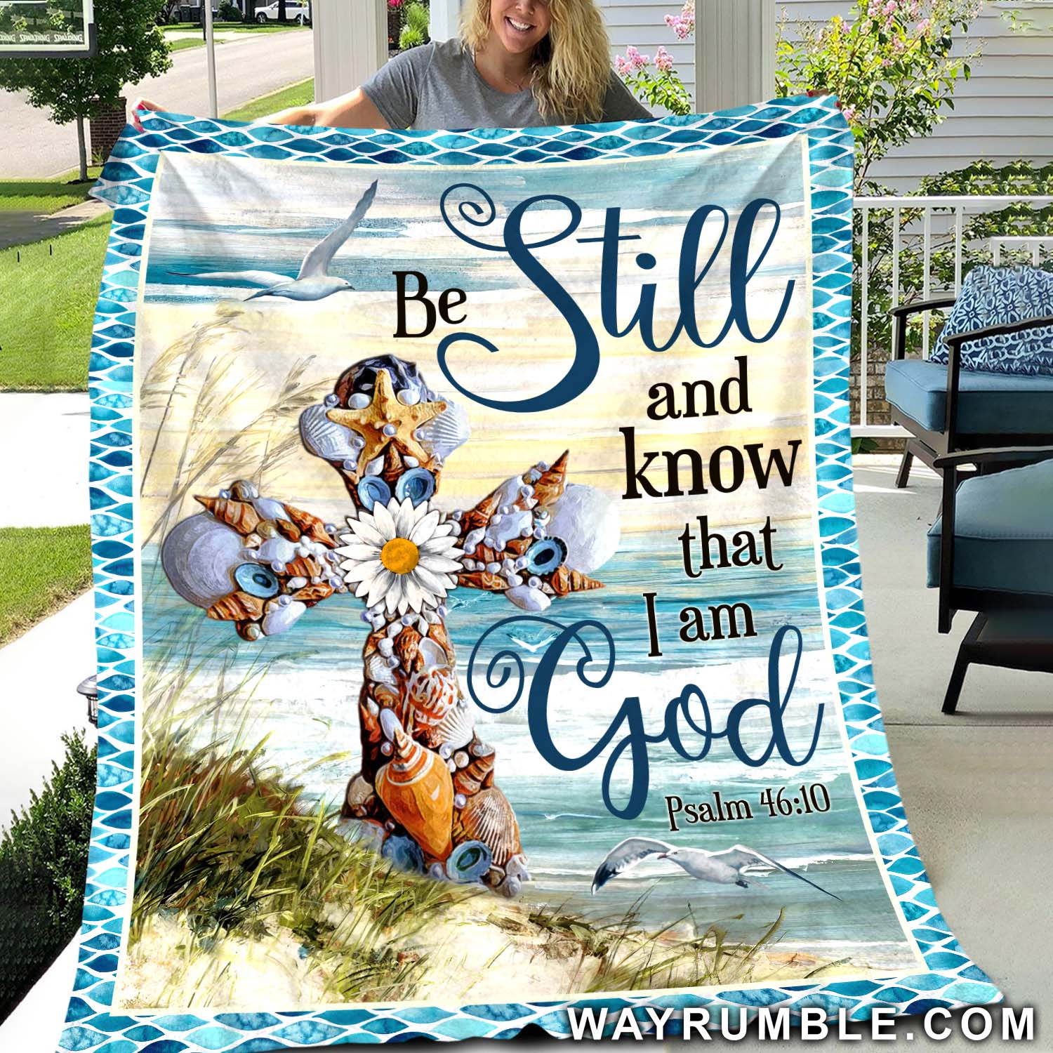 Seashells Cross – Be Still And Know That I Am God Blanket