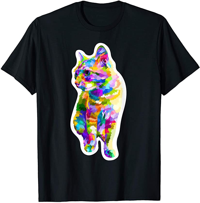 Colorful Cat – Cute Cats Kitten Kitty Paw Pet Lover Gift T-Shirt