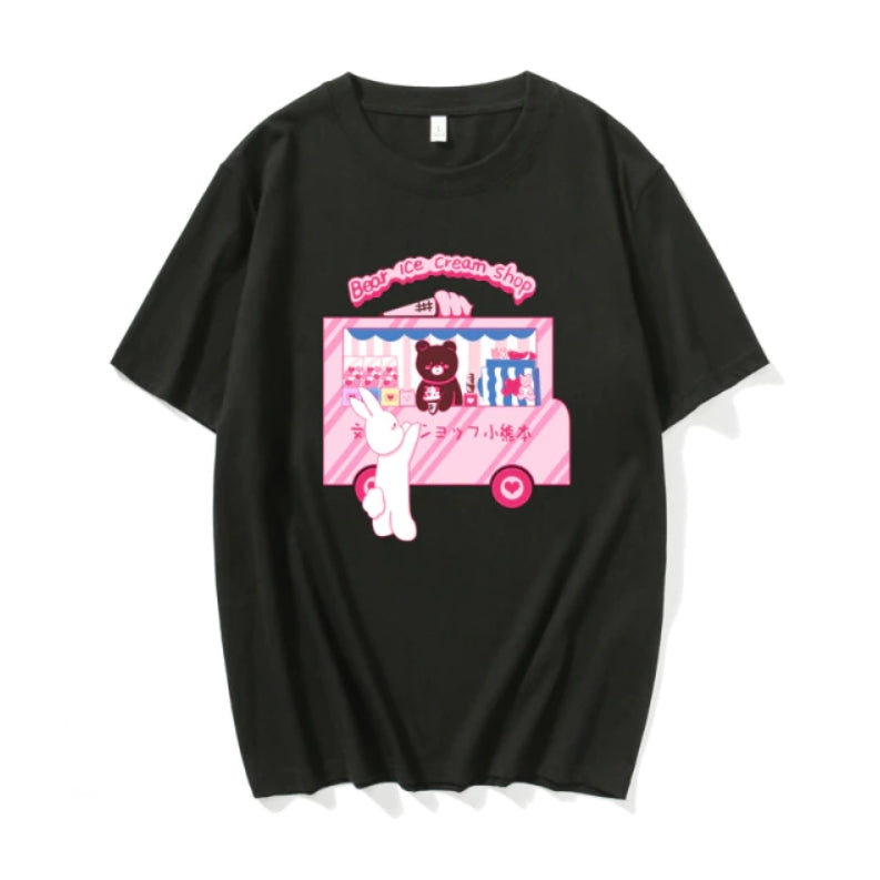 Tshirt Bear With Ice Cream Cute Sweet Pastel Kawaii