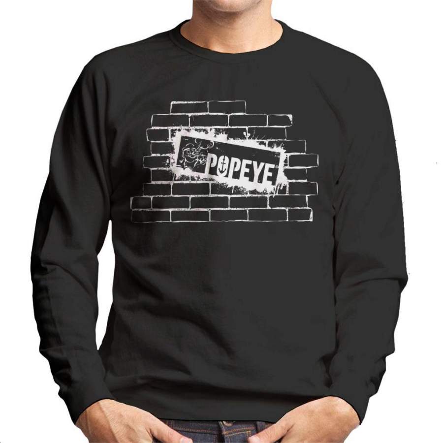 Popeye Brick Wall Poster Men’s Sweatshirt
