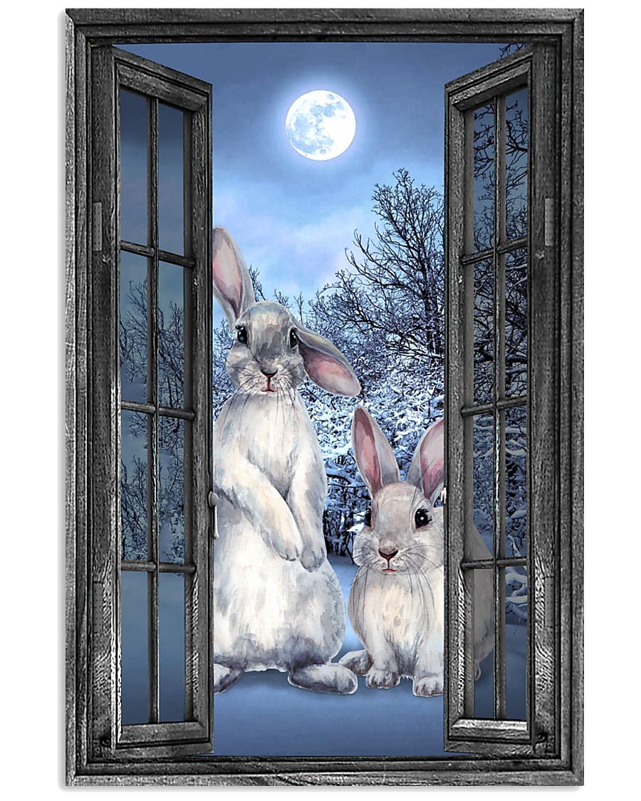 Rabbit Window Open Blue Moon Poster And Canvas, Wall Decor, Wall Art, Canvas Instructure, Wall Art, Poster Store, Wall Decals, Canvas Wall Art