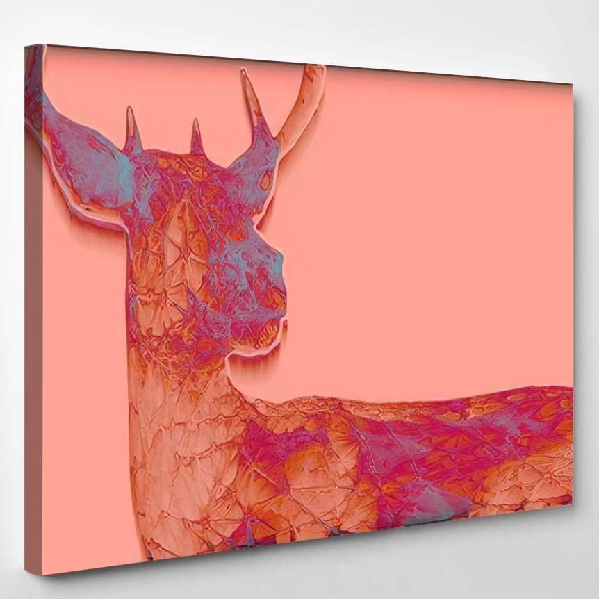 3D Render Abstract Illustration Deer Unusual – Deer Animals Canvas Print