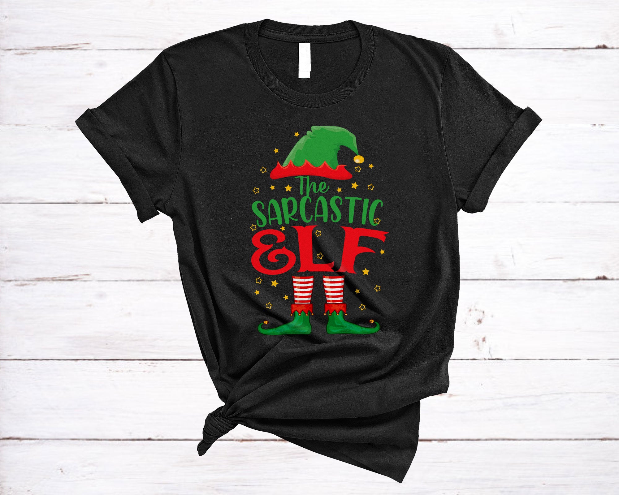 Christmas Elf Shirt The Sarcastic Elf Funny Christmas Elf Lover Matching Family Group Gifts T-Shirt