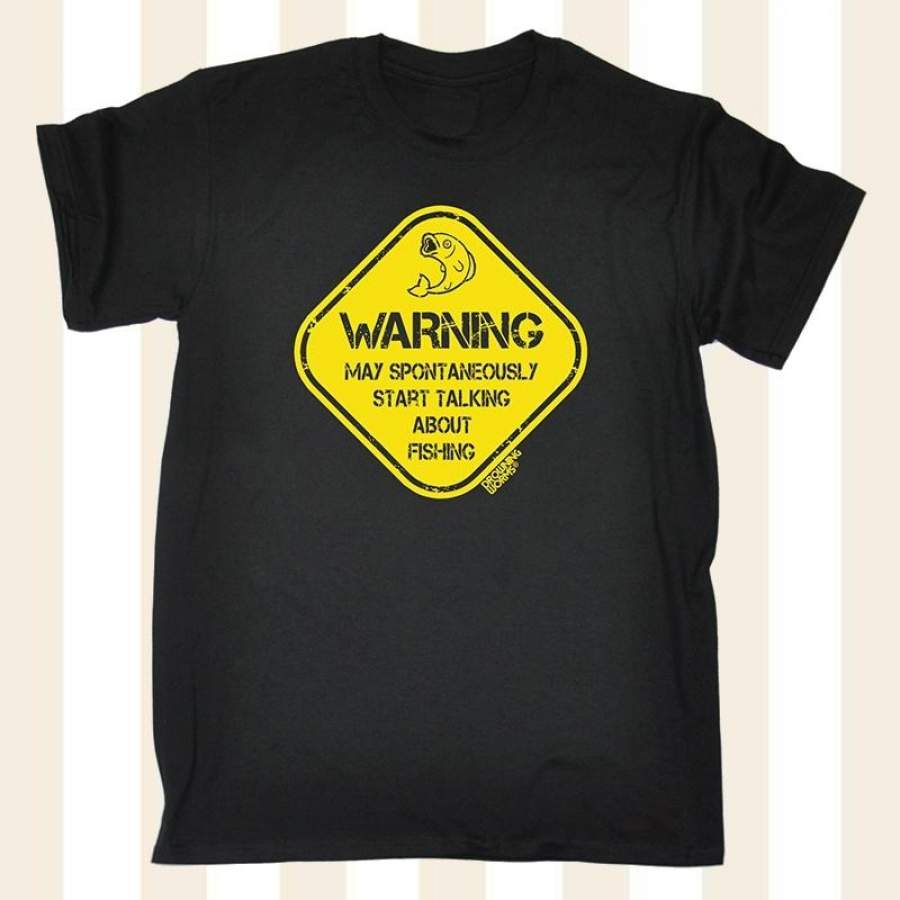 Warning Talk About Fishing Mens Drowning Worms T-Shirt Tee Birthday Gift Fish A110A1