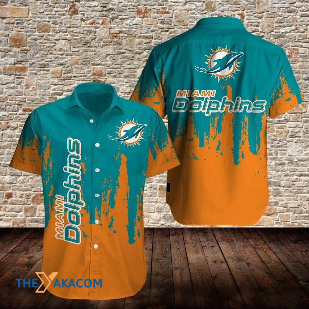 Miami Dolphins Two Tone Gift For Fan Nfl Short Sleeve Hawaii Shirt Ha23930