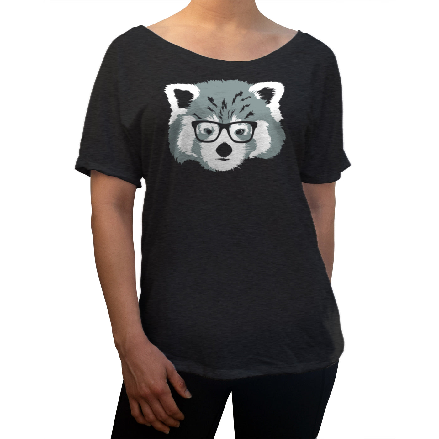 Women’S Red Panda With Glasses Scoop Neck T-Shirt