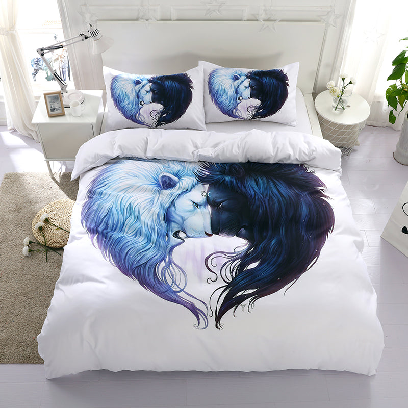 3D Lion Tai Chi Quilt Cover Set Bedding Set Pillowcases 101