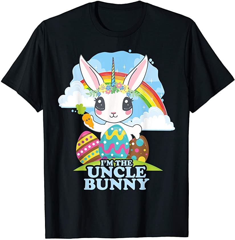 Mens I’m The Uncle Bunny Funny Family Matching Easter Unibunny T-Shirt