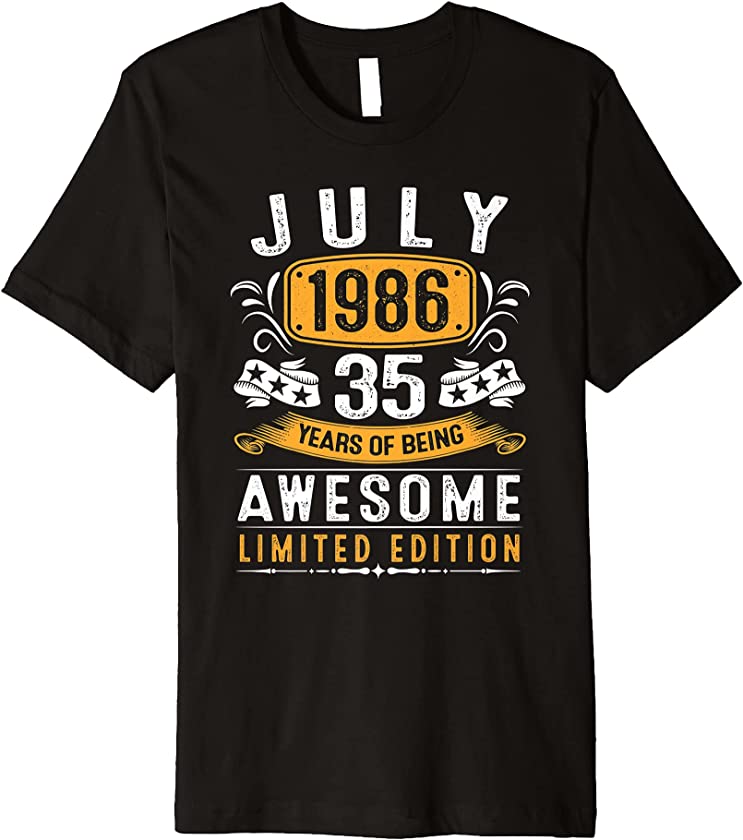 35th Birthday Gift Vintage July 1986 Men Women 35 Year Old Premium T-Shirt