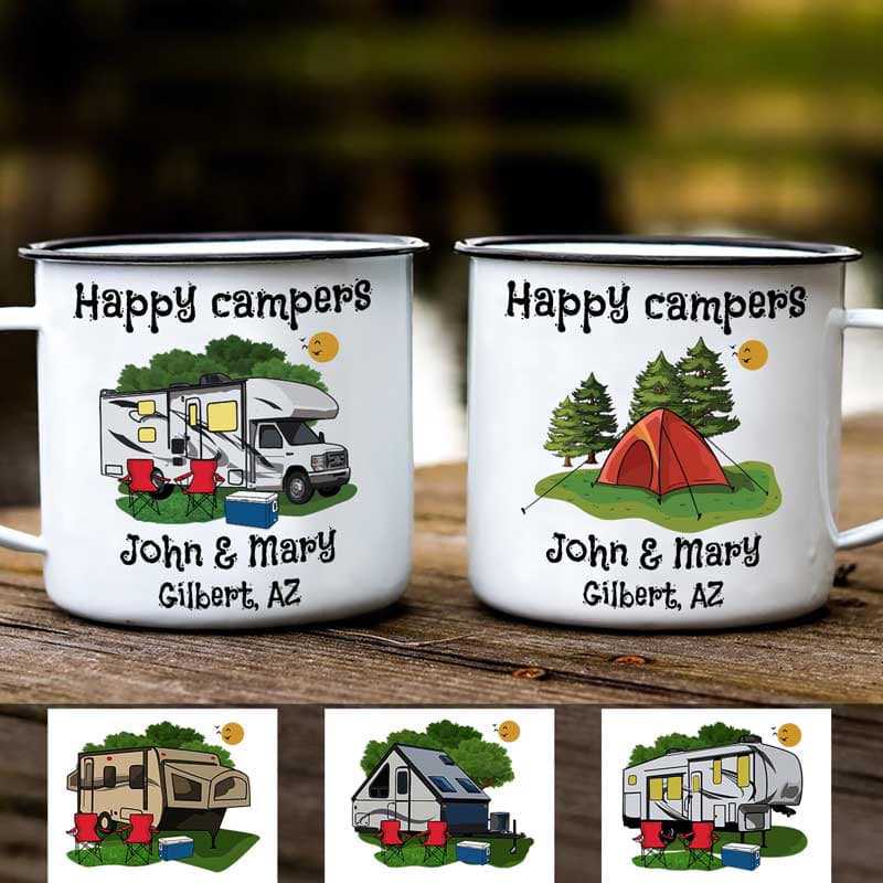 Happy Campers Campsite Personalized Campfire Mug