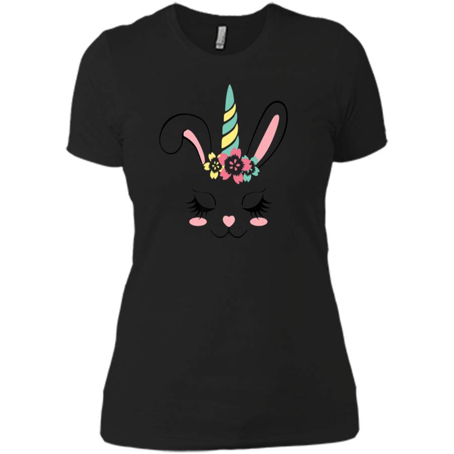 Bunnycorn Easter Bunny Rabbit Face Unicorn Kids T Shirt Gift Next Level Ladies Boyfriend Tee