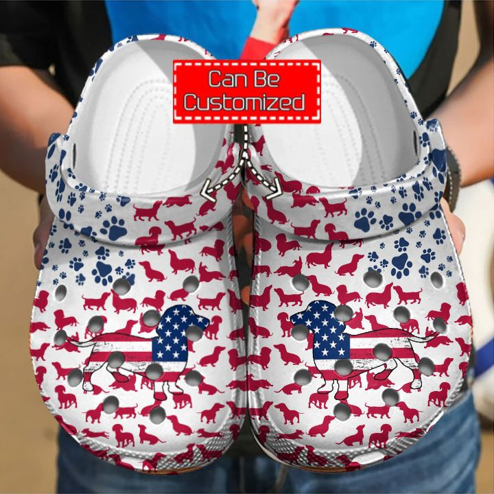 Dachshunds American Flag clog Shoes Animal Print