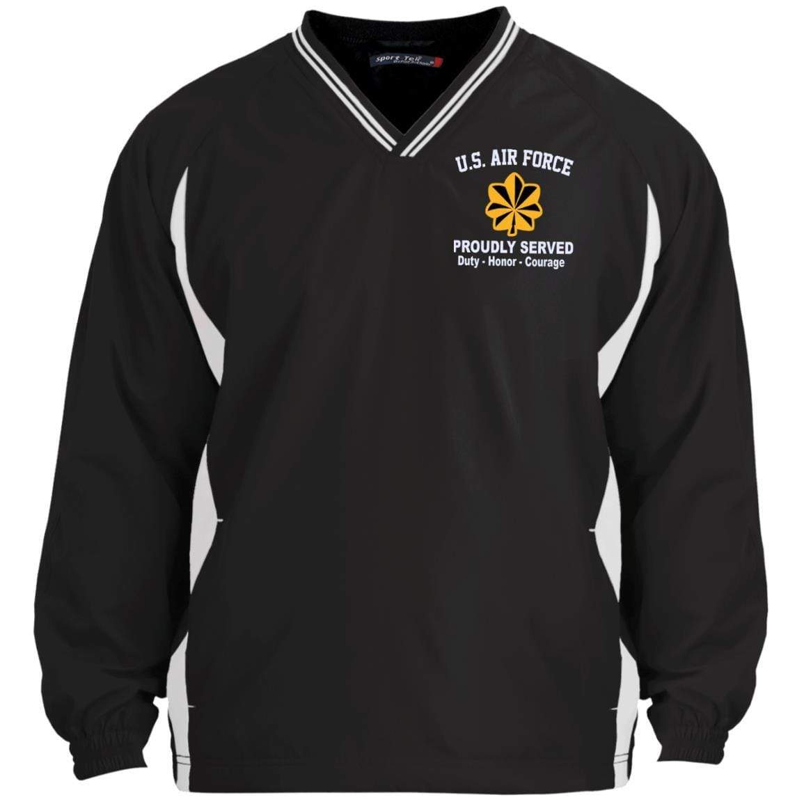 US Air Force O-4 Major Maj O4 Field Officer Proudly Served Embroidered Sport-Tek Tipped V-Neck Windshirt