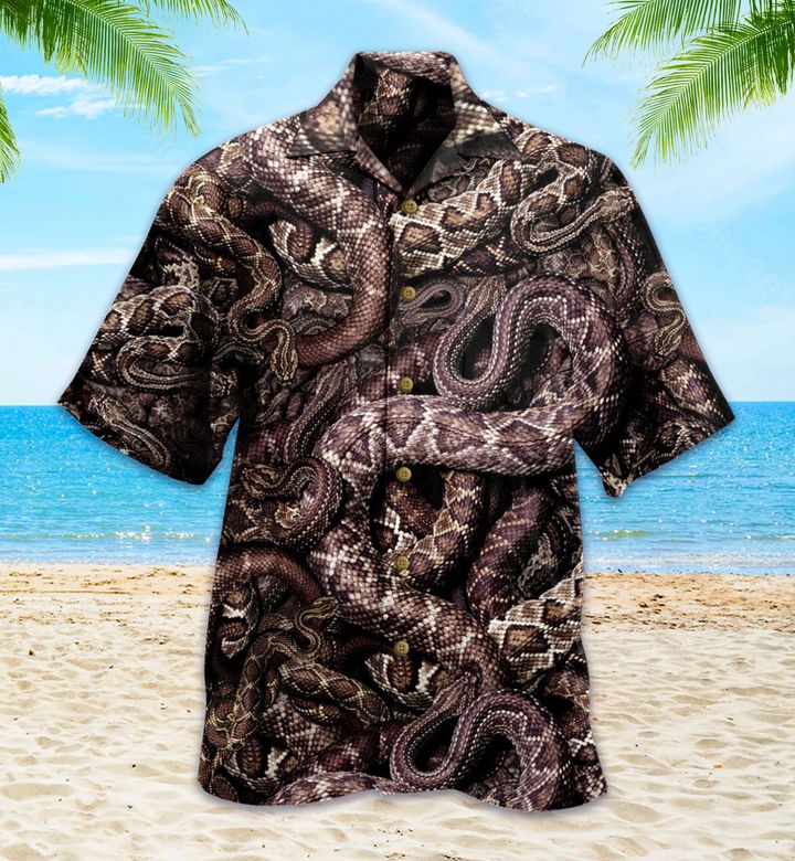 Snake Grey Hawaiian Shirt 3D
