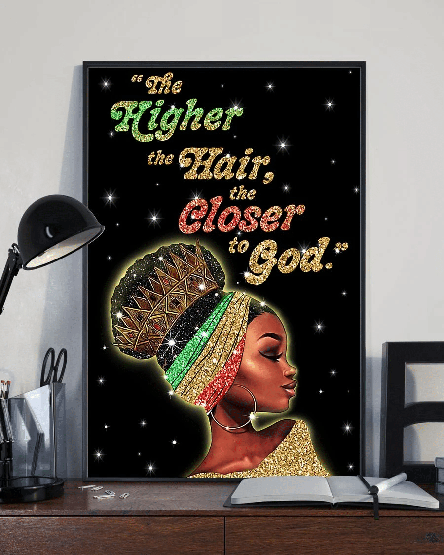 Black Girl Afro Woman Pride Poster Canvas – The Higher The Hair Vintage Home Decor Wall Art – African American Poster Canvas Evg80061