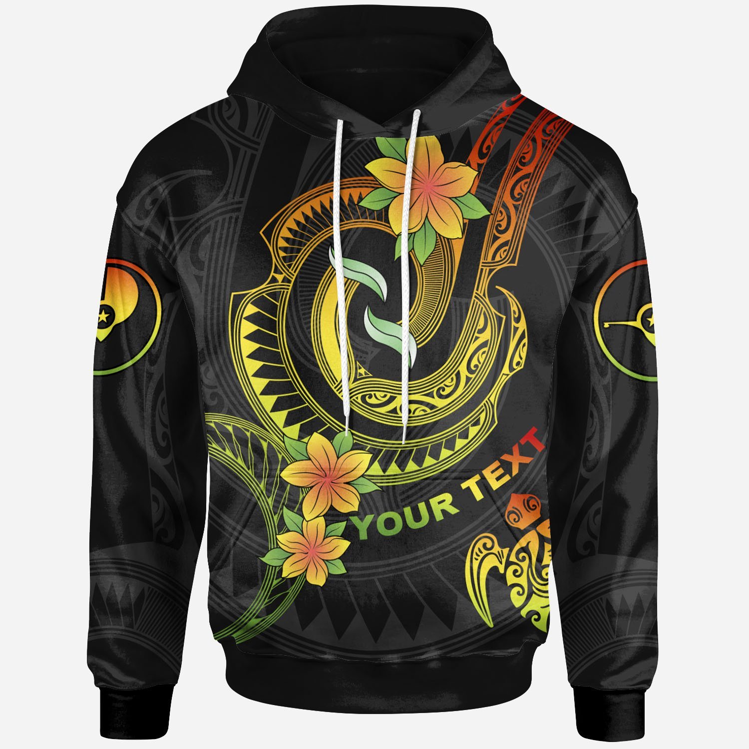 Yap Custom Personalised Hoodie – Reggae Plumeria Flowers with Spiral Patterns – BN26