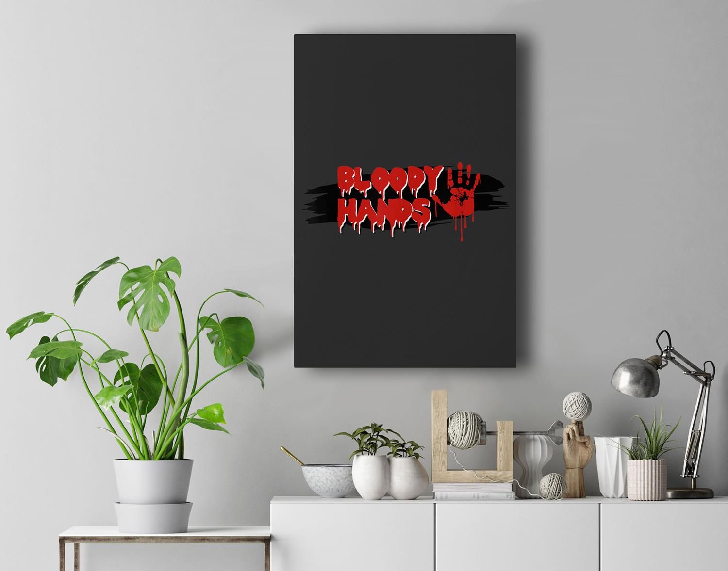 Bloody Hands Funny Halloween Horror Costume Premium Wall Art Canvas Decor