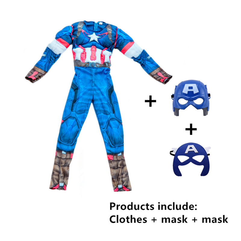 4-12Y Avengers Children Superhero Kids Muscle Captain American Costume Children Cosplay Halloween Costume Kids Boys Girls alx