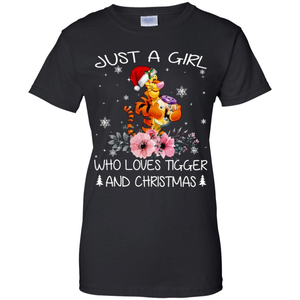 Check Out This Awesome Just A Girl Who Loves Tiger And Christmas Shirt G200L Gildan Ladies’ 100% Cotton T-Shirt