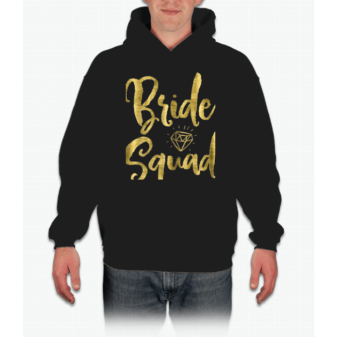 Womens Bachelorette Party Shirts Bride Squad Faux Gold Pullover Hoodie