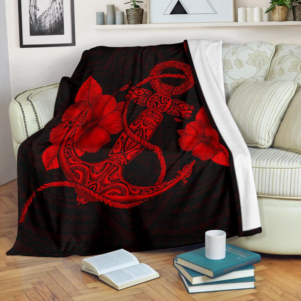 Anchor Red Poly Tribal Premium Blanket