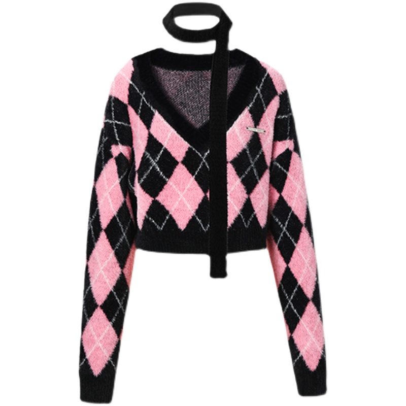 Women Cropped Pullovers Women Sexy Panelled Knitting Fashion Streetwear Leisure Elegant All-match Female Sweater Ulzzang alx