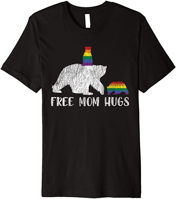 Vintage Mama Bear Free Mom Hugs Pride Bisexual Gay LGBTQ Premium T-Shirt