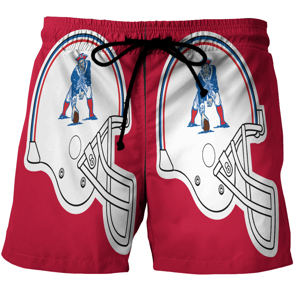 New England Patriots Pat Helmet Red 3D All Over Print Summer Beach Hawaiian Short