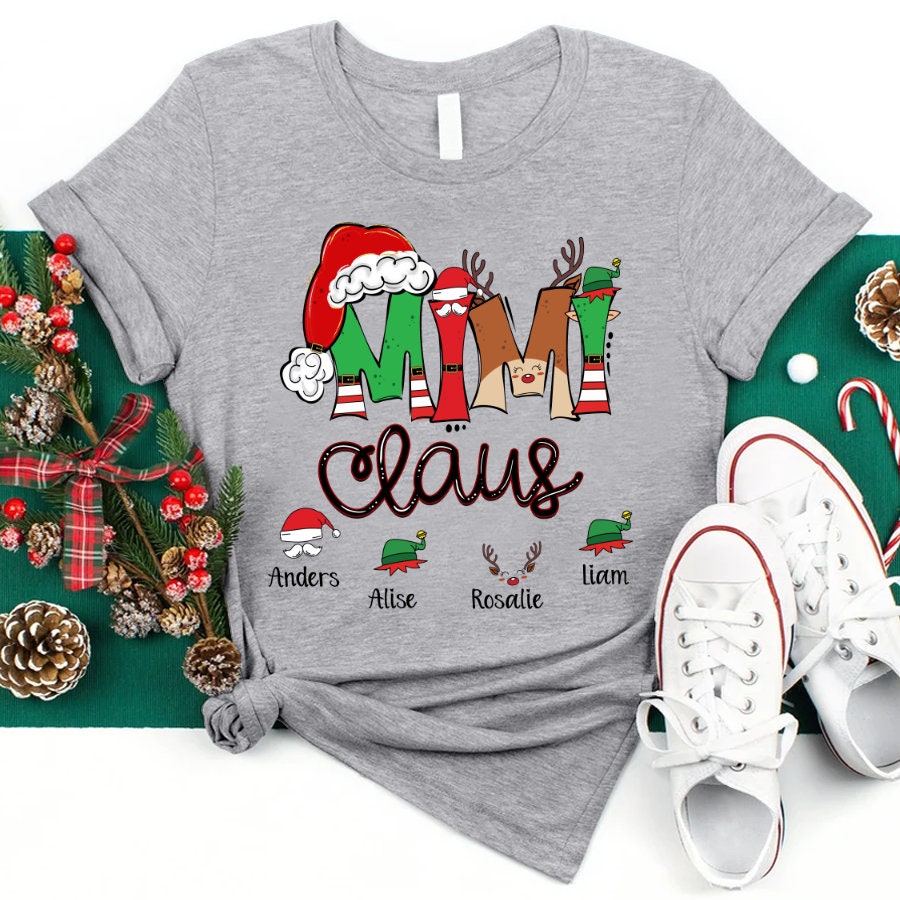 Personalized Mimi Claus T Shirt, Christmas Elf Mimi Claus Shirt Custom Title Mimi Grandma Nana, Mimi Claus for Xmas, Xmas Mimi Gift