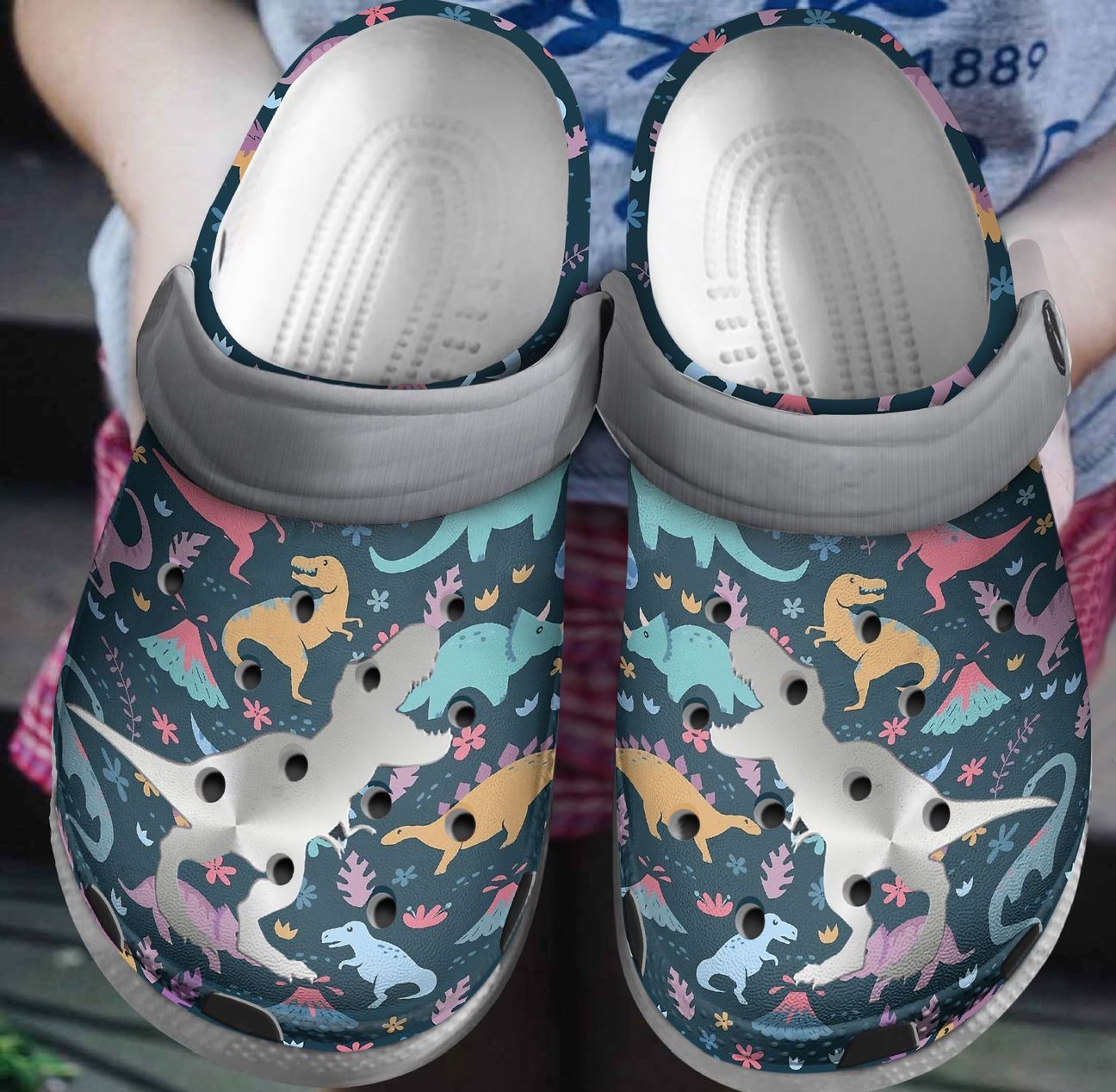 Dinosaur Personalize Clog, Custom Name, Text, Fashion Style For Women, Men, Kid, Print 3D Just Love Dinosaurs