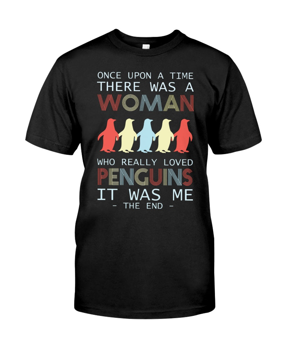 A Woman Really Loved Penguins Custom Design For Penguin Lovers Guys Tee