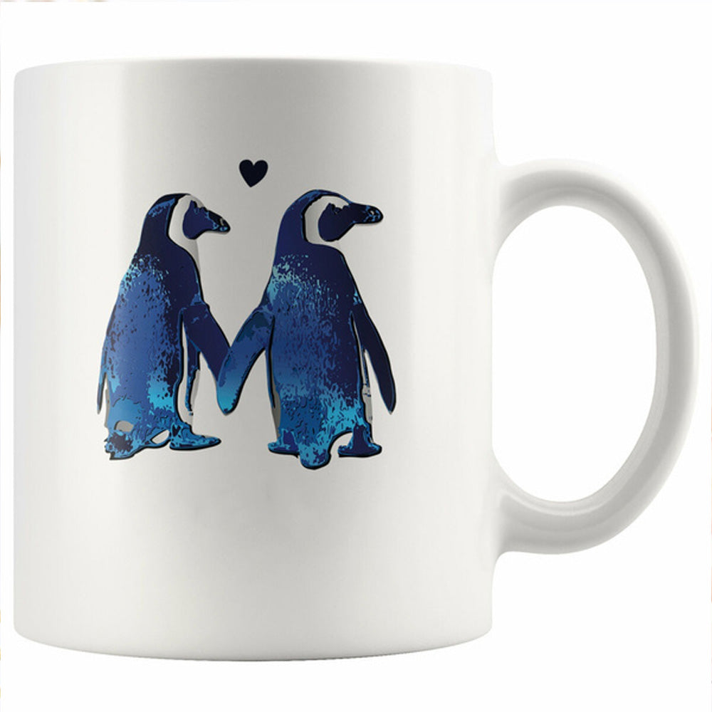 Penguin Couple Love Edge-To-Edge Mug For Lover, Spouse Double Side Printed Ceramic Coffee Mug Tea Cups Latte