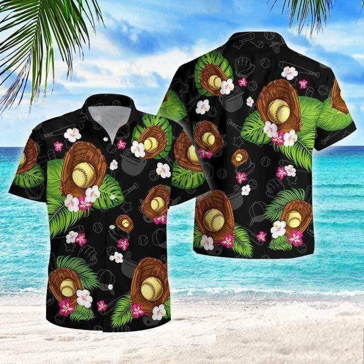 Softball Beach Vibe Tropical Hawaii Aloha Shirts Ha84164