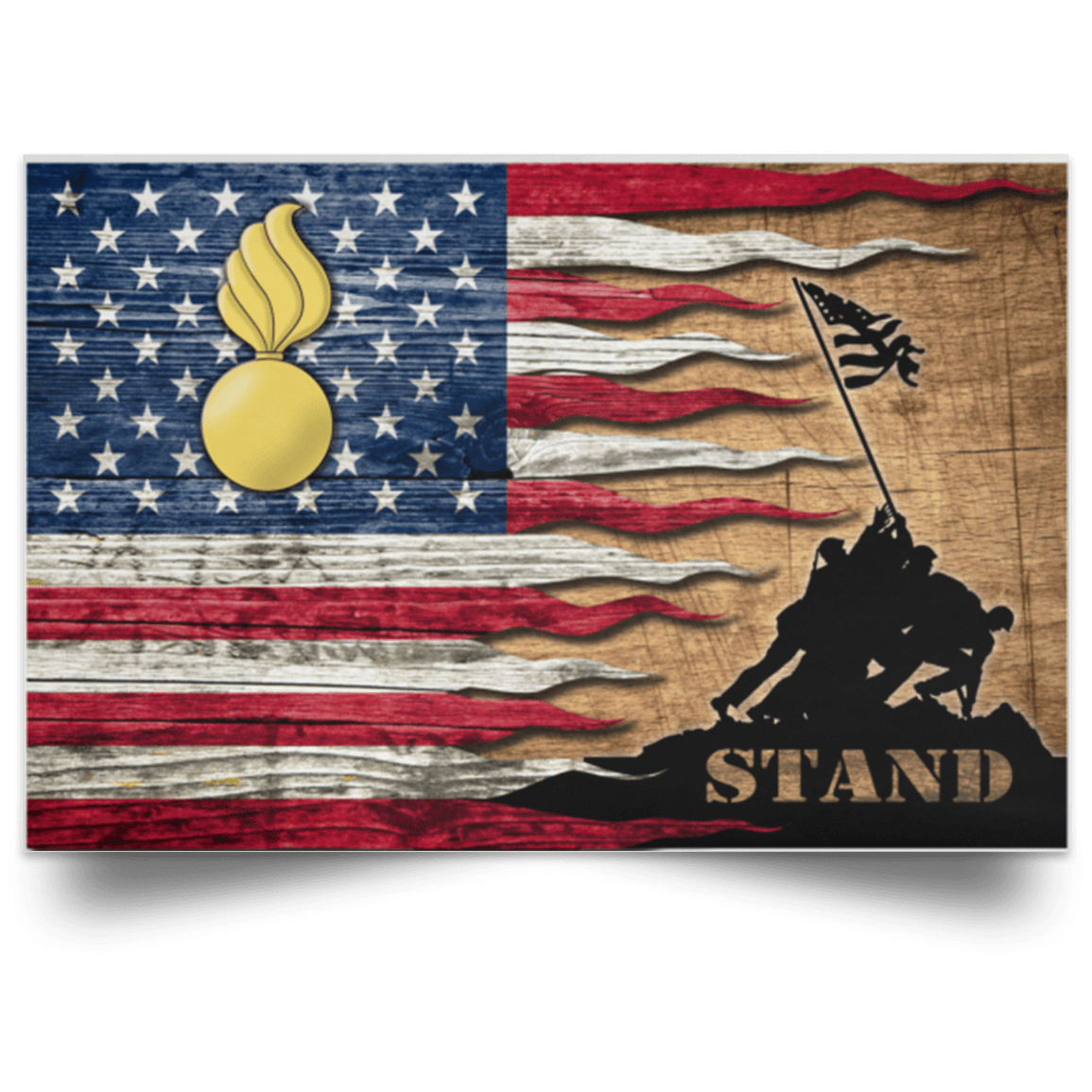 US Army Ordnance Corps Stand For The Flag Satin Landscape Poster