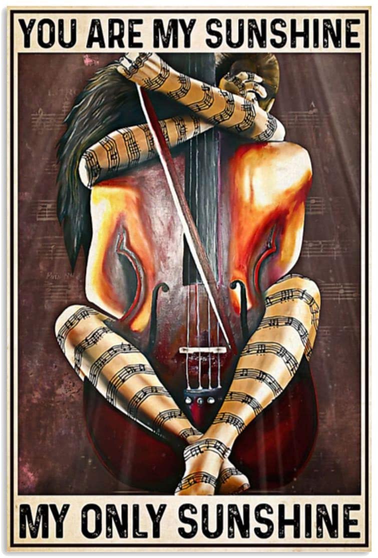 Vintage Woman Violin – My Only Sunshine Poster Art Print      Home Decor Gift For Men Women Family Friend On Birthday Xmas