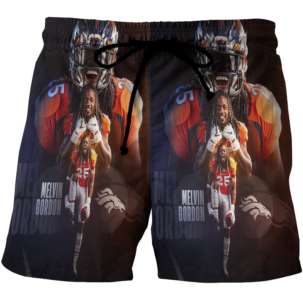 Denver Broncos Melvin Gordon1 3D All Over Print Summer Beach Hawaiian Short