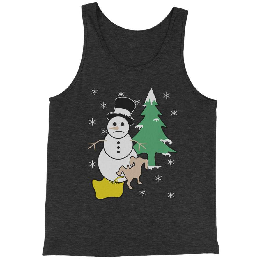 Snowman With Dog Peeing Ugly Christmas Jersey Tank Top for Men