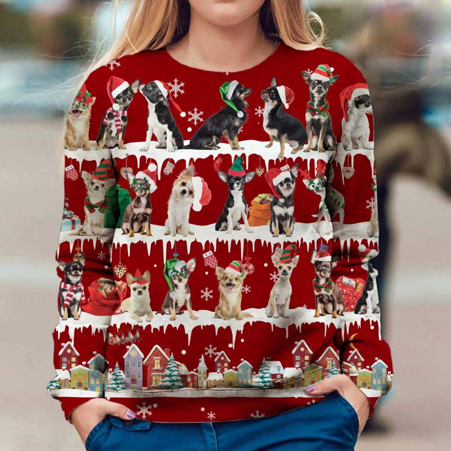 Chihuahua – Snow Christmas – Premium Dog Christmas Ugly Sweatshirt, Dog Ugly Sweater