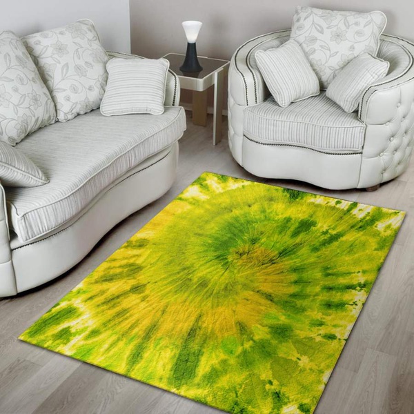 Lime Green Tie Dye Area Rug