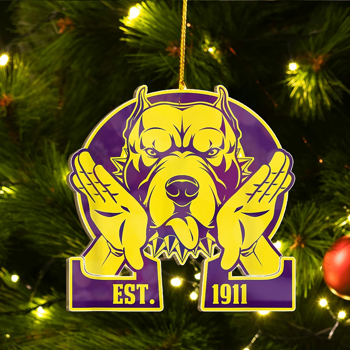 Getteestore Ornament – Omega Psi Phi Bulldog Handsign 1 Custom Shape Ornament A31