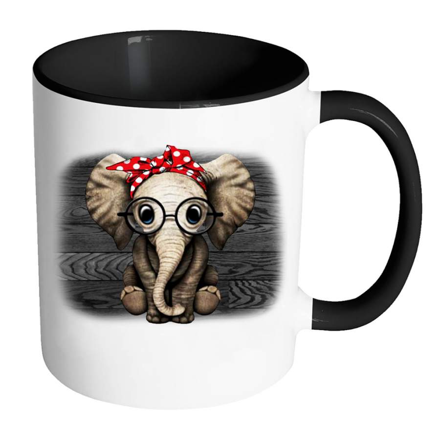 Farmer Happy Elephant, Christmas Gift, Xmas – Full-Wrap Coffee Colors Accent Mug