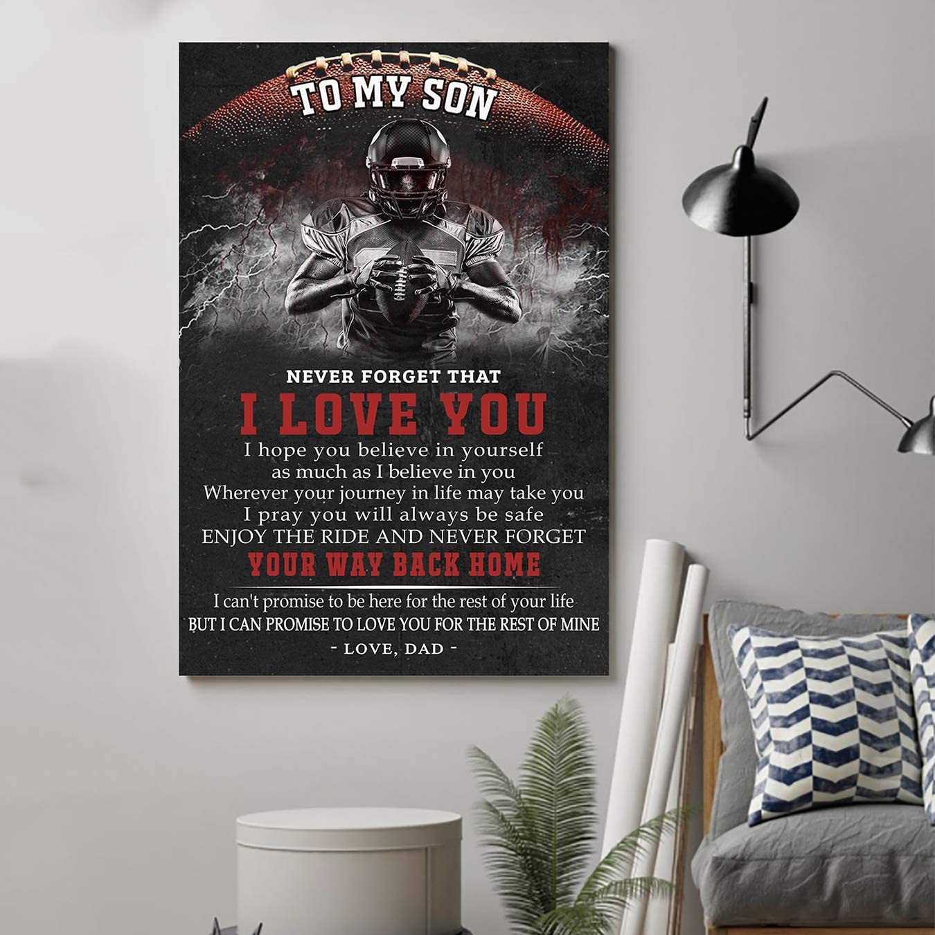 Poster for Room Aesthetic – Command Strips Wall Decor – Tvap02 American Football Poster-dad to Son-Your Way Back Home