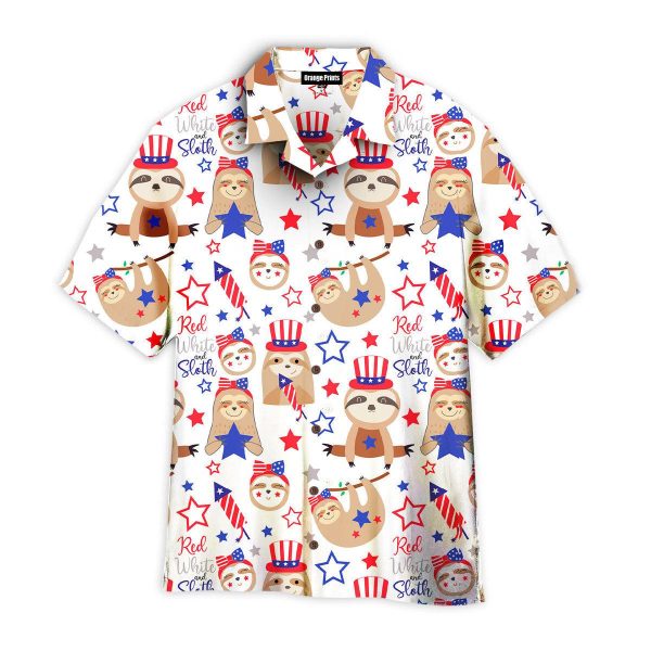 Patriotic Sloth Bears For Of July Pattern Hawaii Shirt Men Women Ha85542