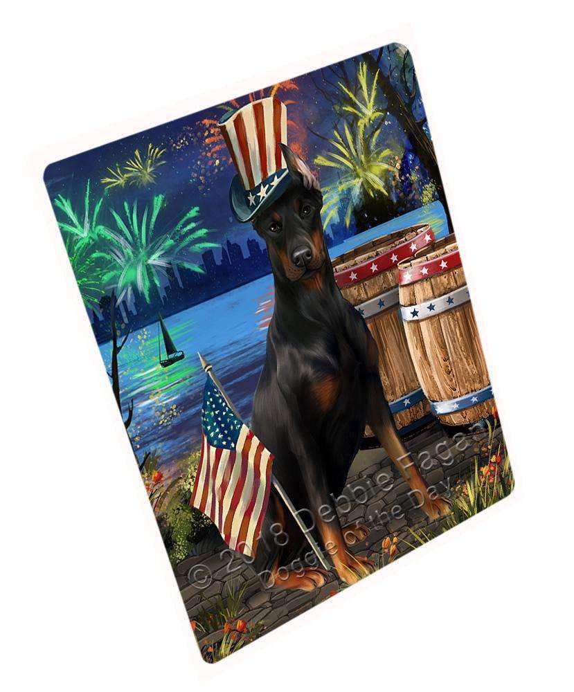 4Th Of July Independence Day Fireworks Doberman Pinscher Dog At The Lake Blanket Blnkt76413