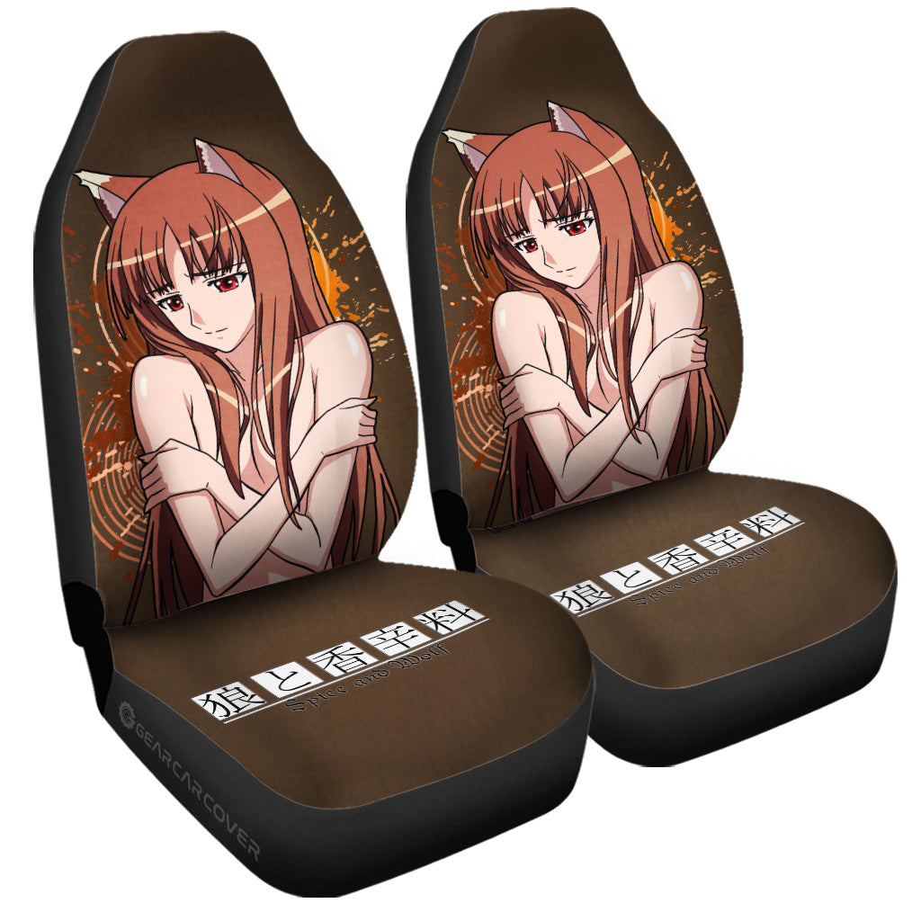 Anime Waifu Girl Holo Car Seat Covers Custom Spice And Wolf Anime Car Accessories